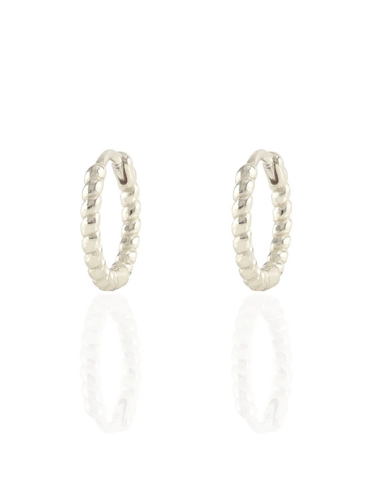 Womens Twisted Hinded Huggie Hoop Earrings Sterling Silver