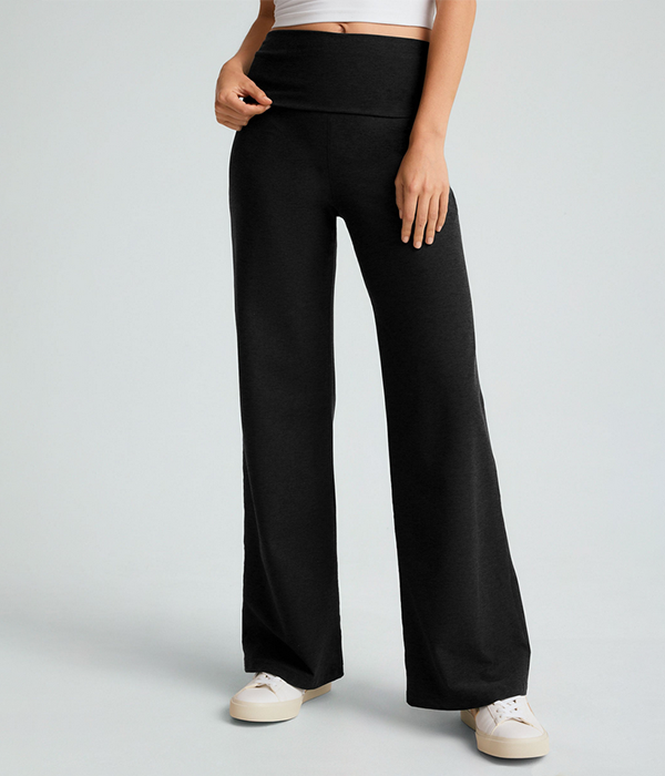 Womens Spacedye Foldover Wide Leg Pant