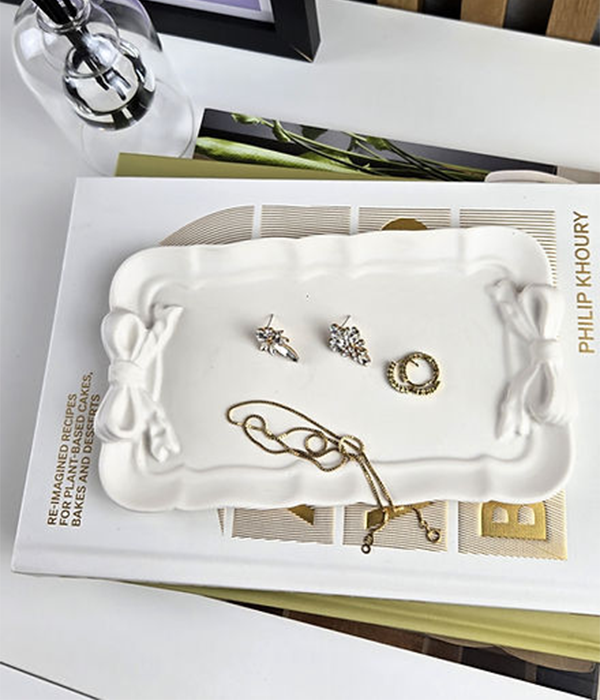Bow Lace Tray | Trinket | Vanity Tray - Rectangle
