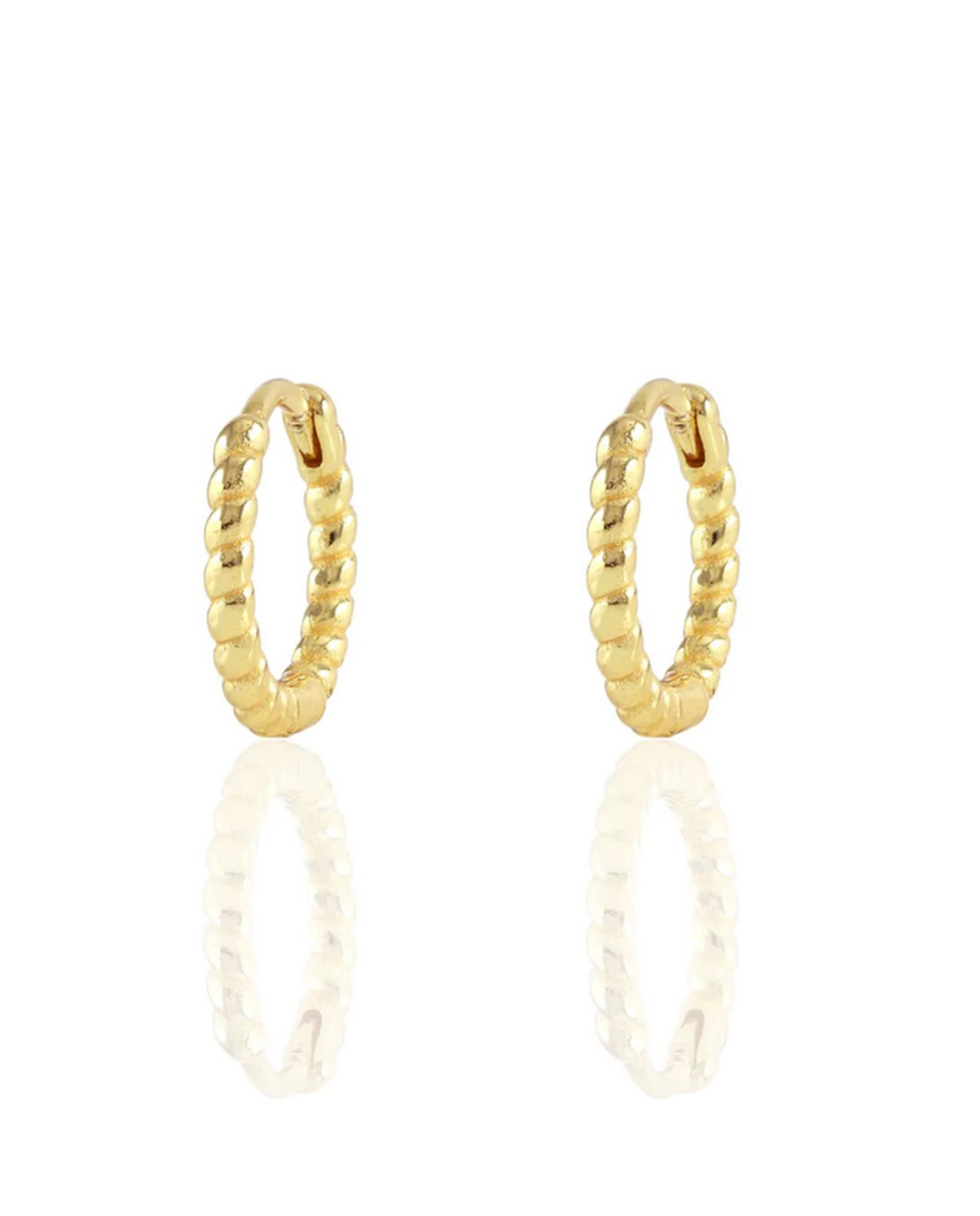 Womens Twisted Hinded Huggie Hoop Earrings Sterling Silver