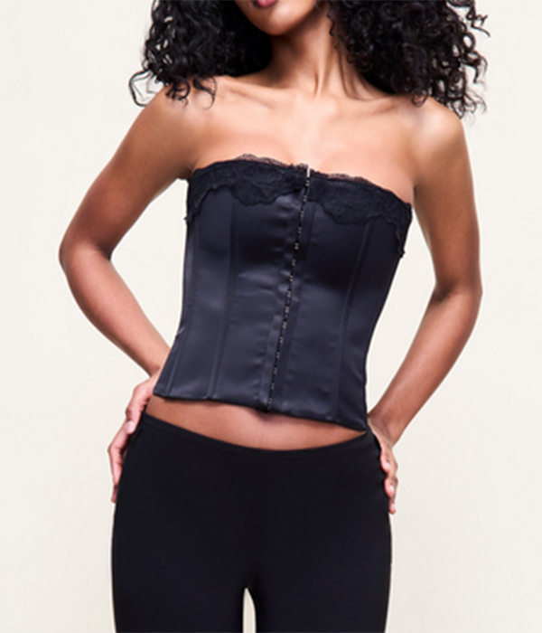 Womens Lace Trim Satin Corset S26
