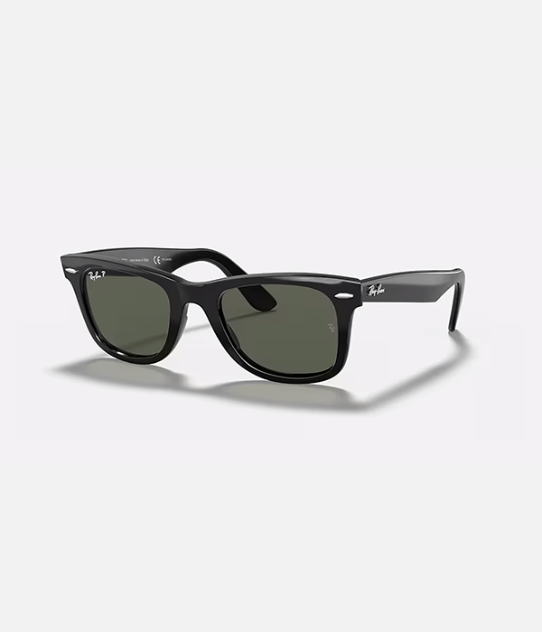 Wayfarer Black W/ Green Polarized
