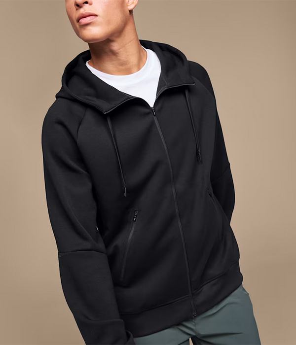 Mens On Running Zipped Hoodie in Black