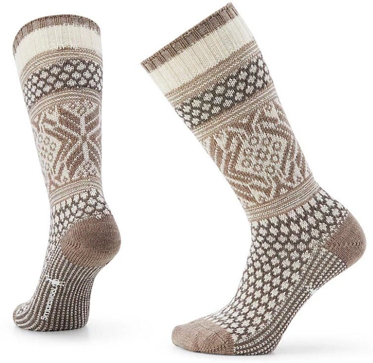 Womens Everyday Popcorn Snowflake Pattern Crew Socks
