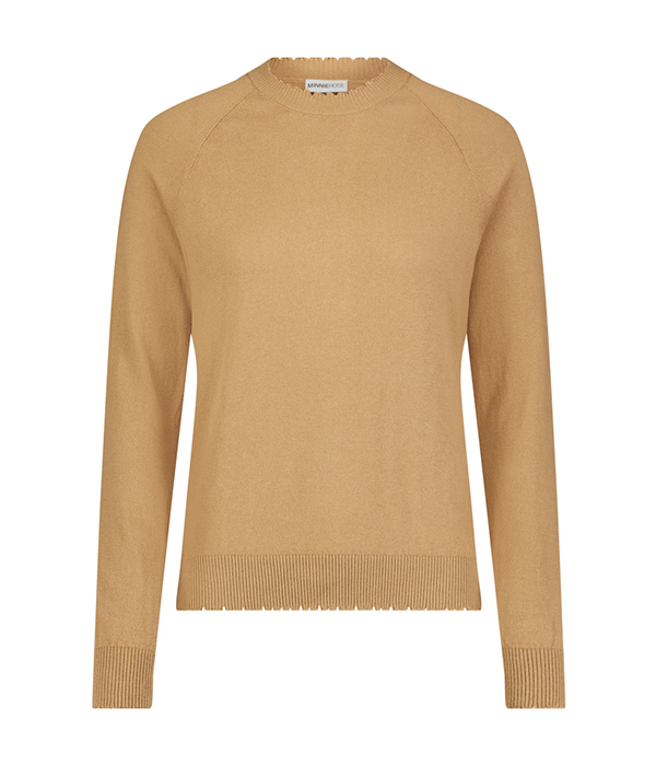 Womens Cotton Cashmere Frayed Edge Crew