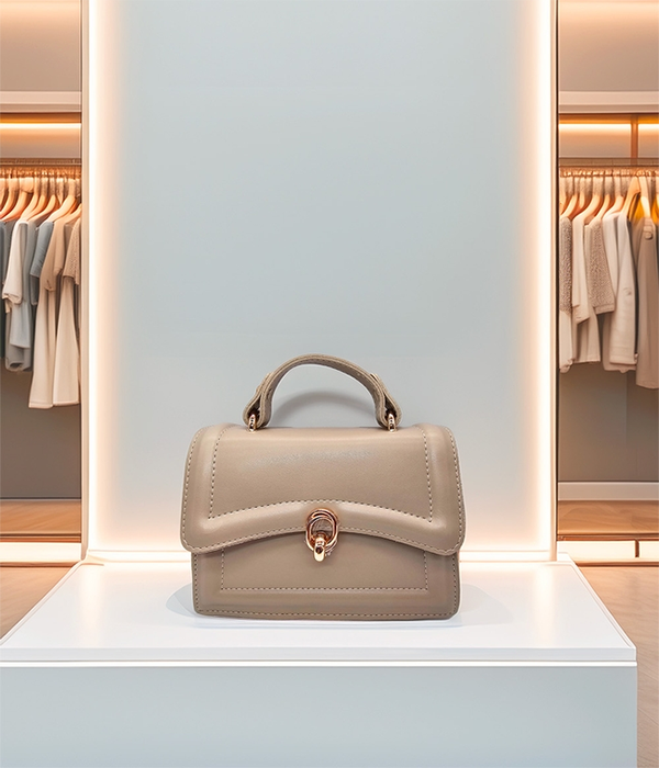 Milan Magnolia Vegan Leather Purse in Beige