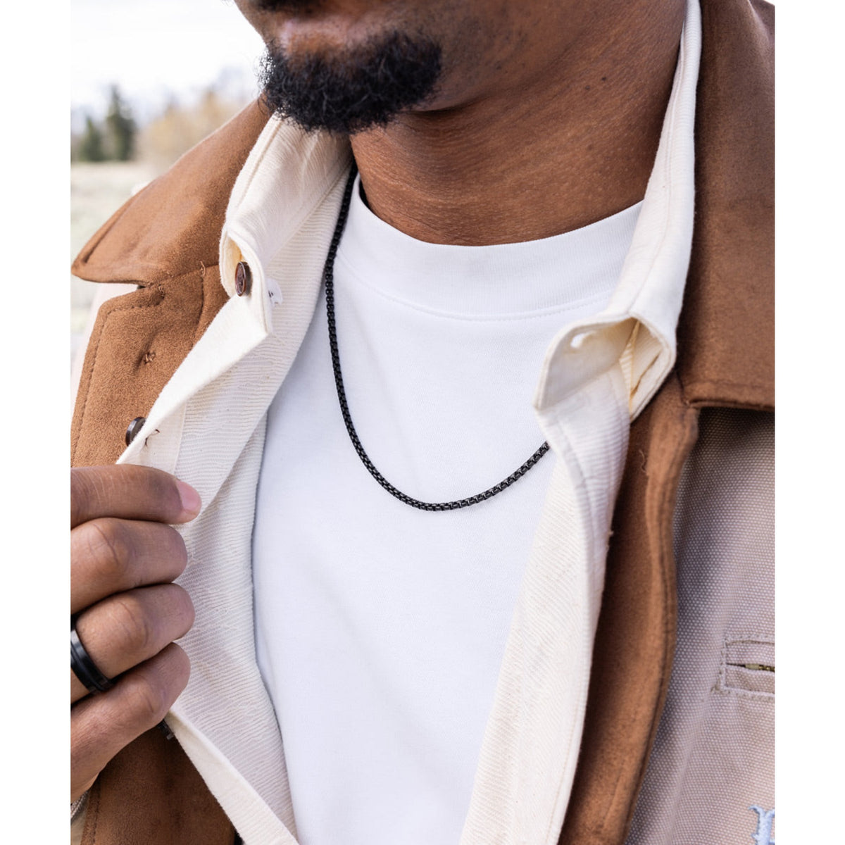 Pig And Hen Boxchain Necklace (Black) 55cm - Black