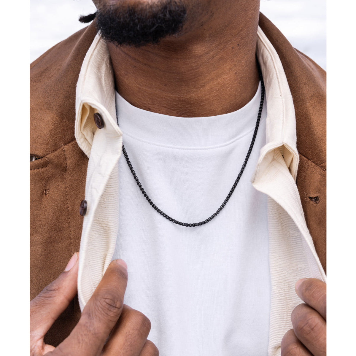 Pig And Hen Boxchain Necklace (Black) 55cm - Black