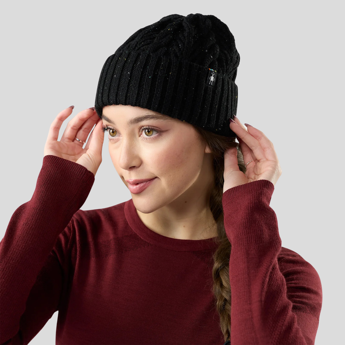 Smartwool Cable Knit Beanie F26-Black Donegal