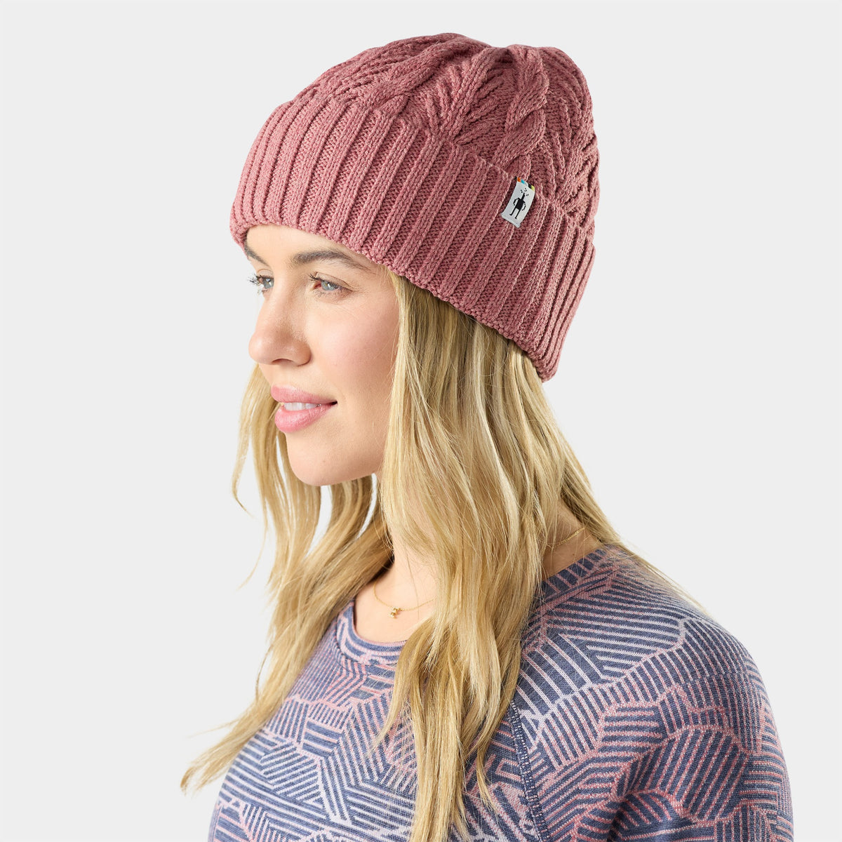 Smartwool Cable Knit Beanie F26 - R07_Rosewood Heather