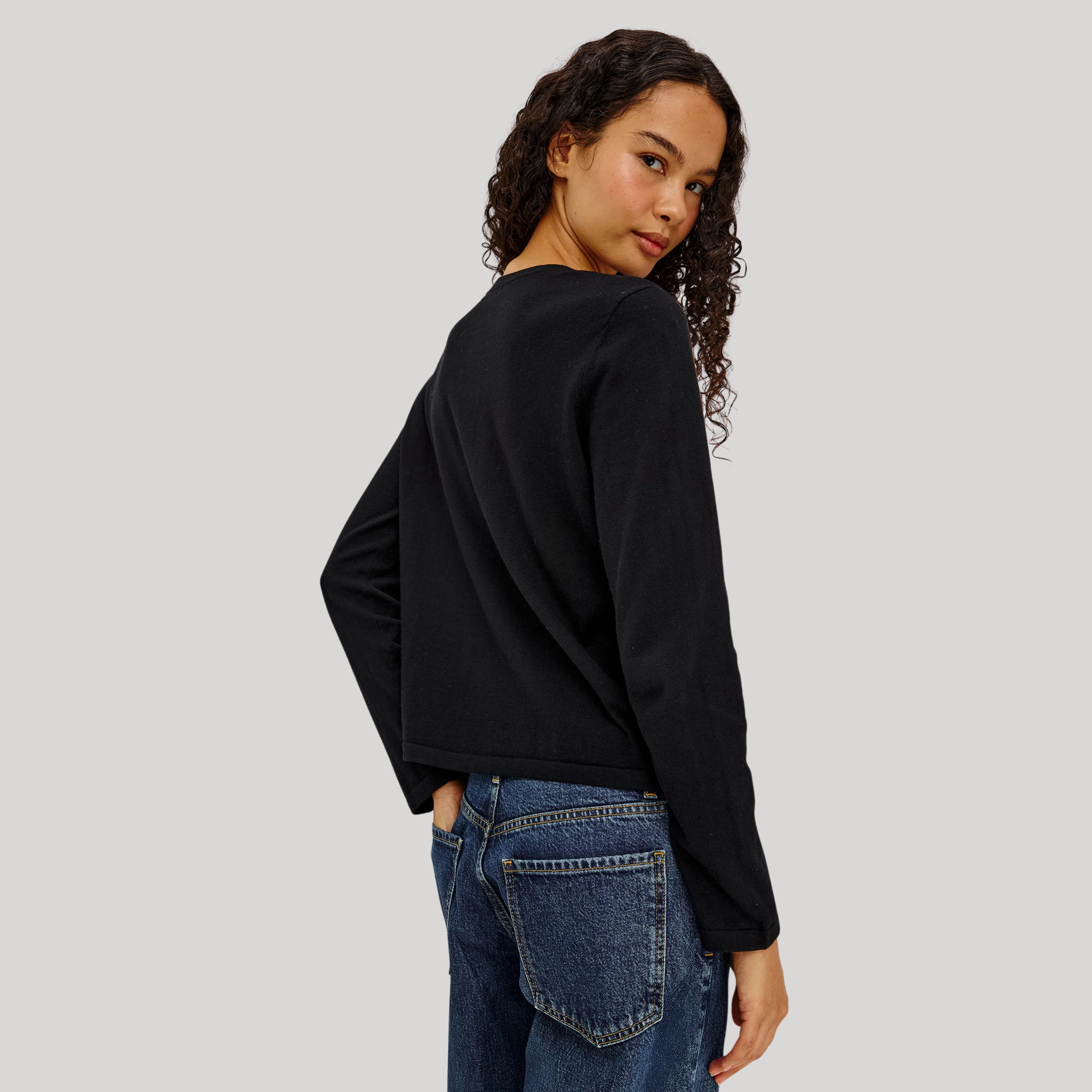 Rails Cotton Cashmere Long Sleeve Tee in Black-Black