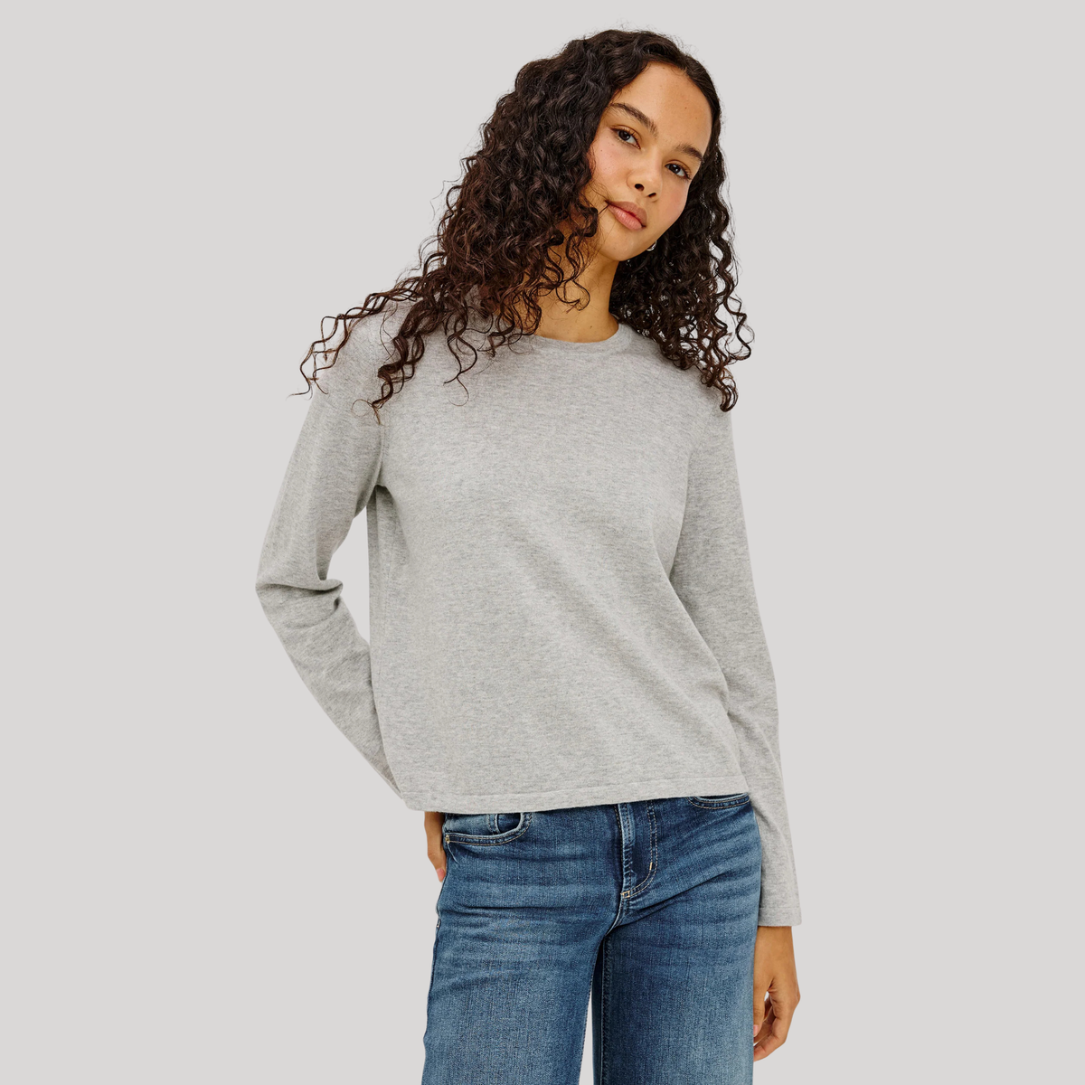 Rails Cotton Cashmere Long Sleeve Tee in Heather Grey-Heather Grey