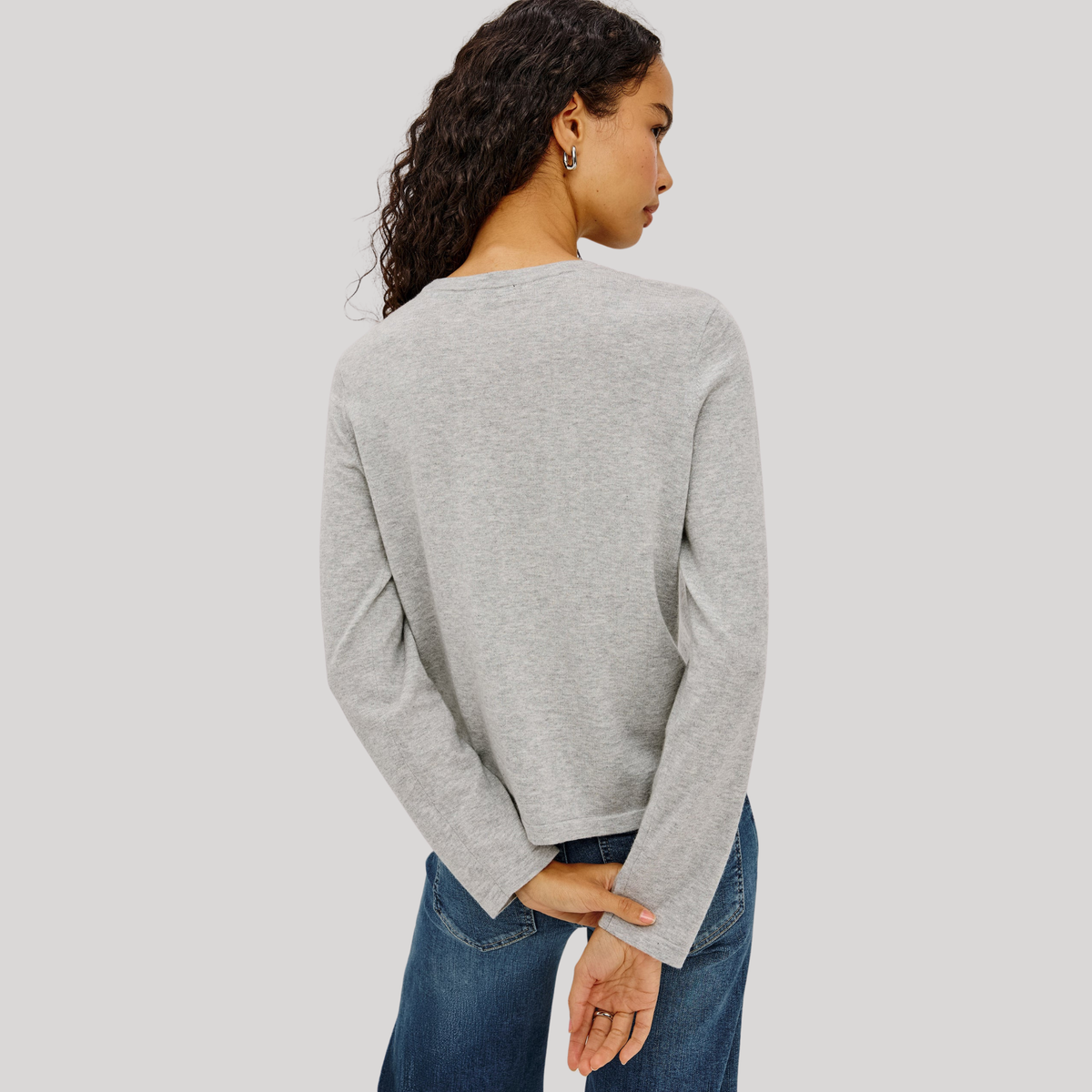 Rails Cotton Cashmere Long Sleeve Tee in Heather Grey-Heather Grey
