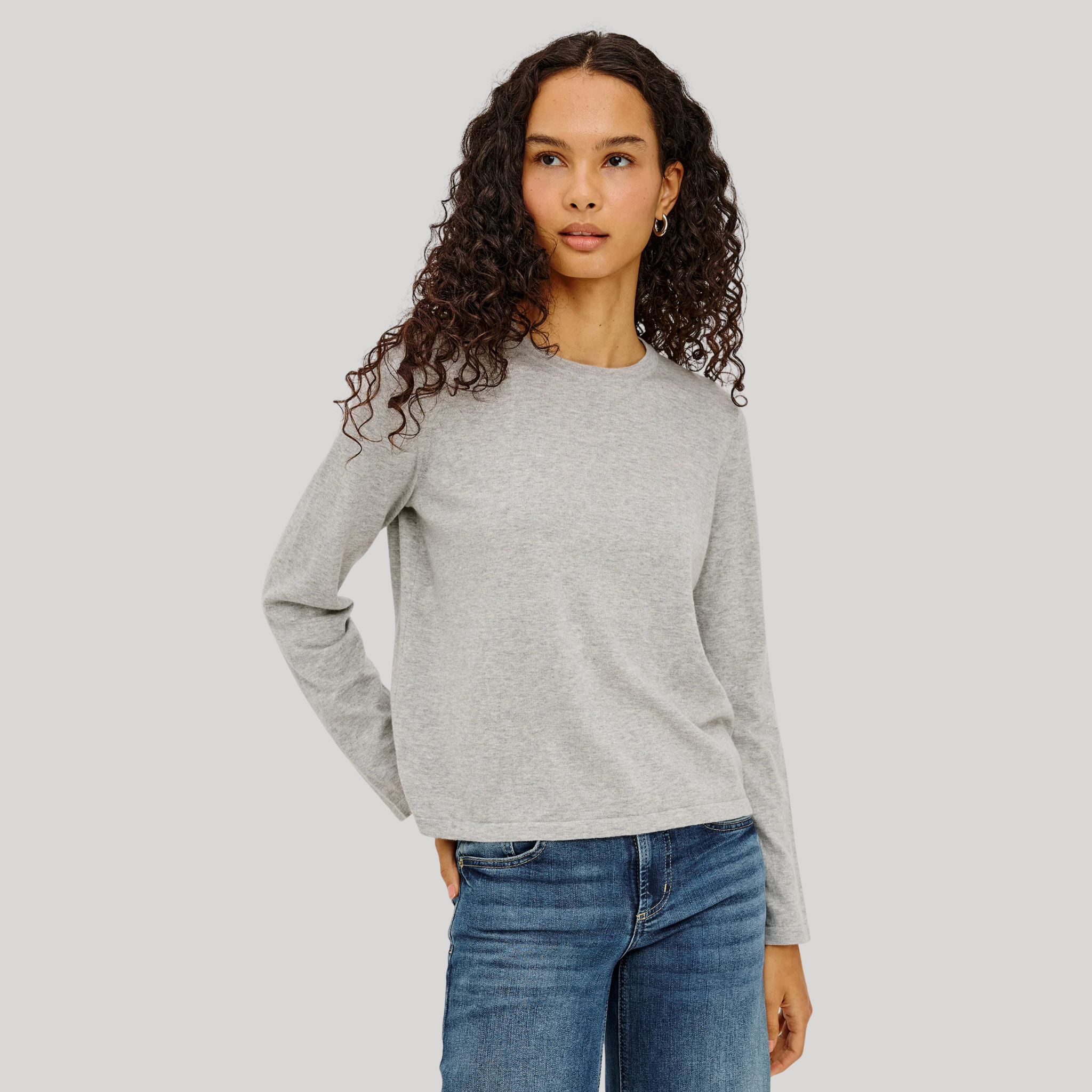 Rails Cotton Cashmere Long Sleeve Tee in Heather Grey-Heather Grey