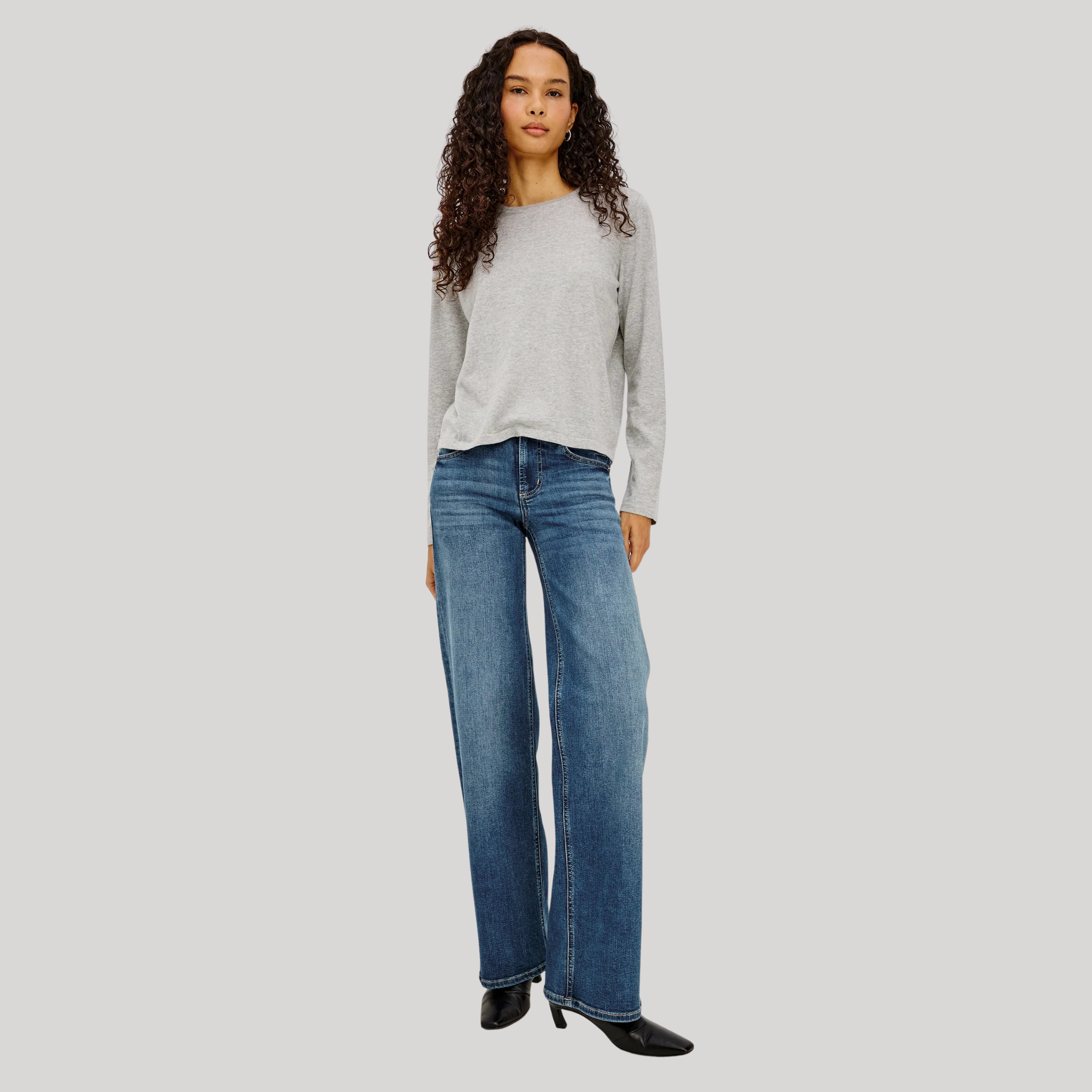 Rails Cotton Cashmere Long Sleeve Tee in Heather Grey-Heather Grey