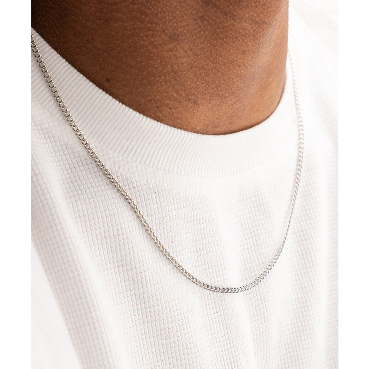 Pig And Hen Curb Chain Necklace (Silver)