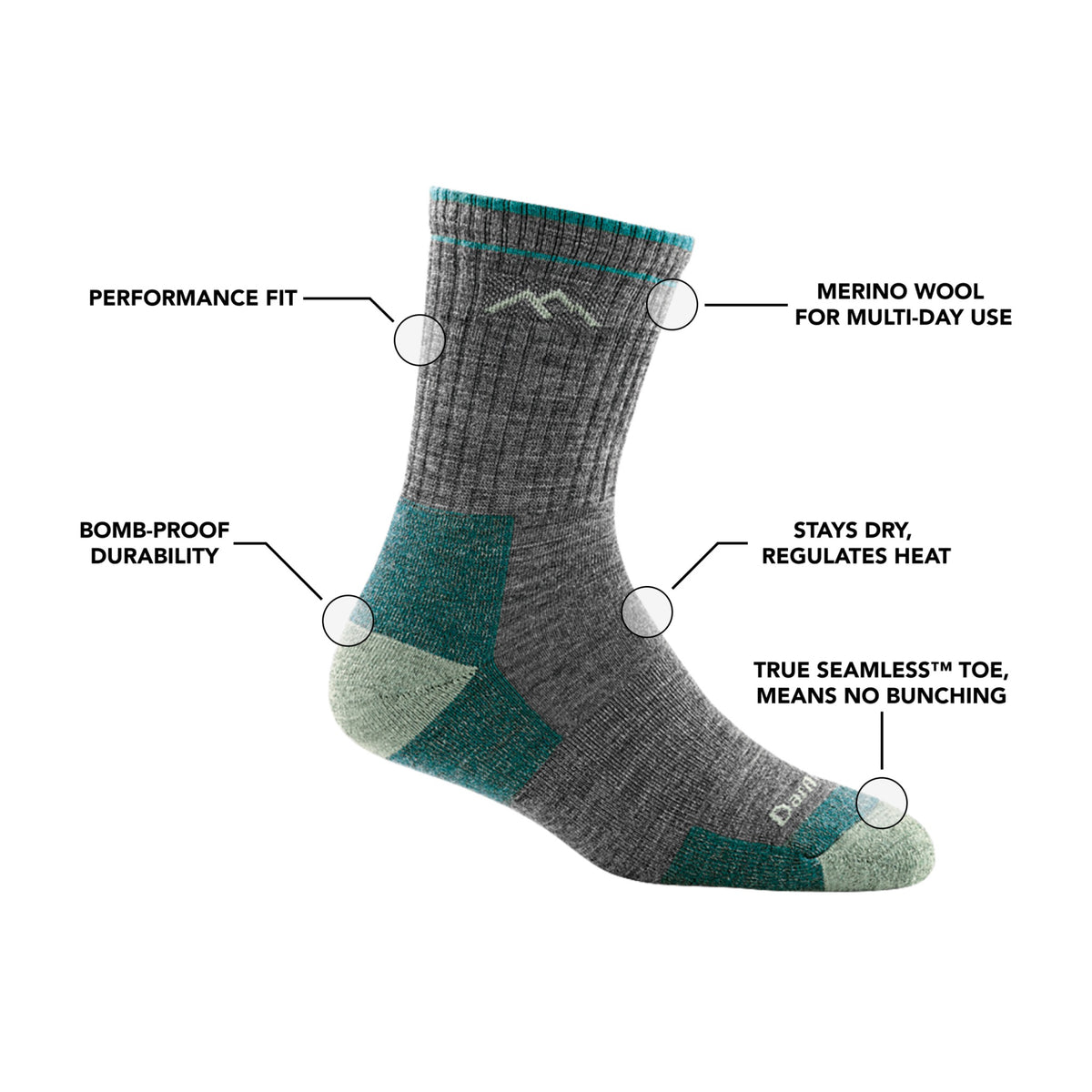 Darn Tough Vermont DARN TOUGH Women's Merino Wool Micro Crew Sock Cushion