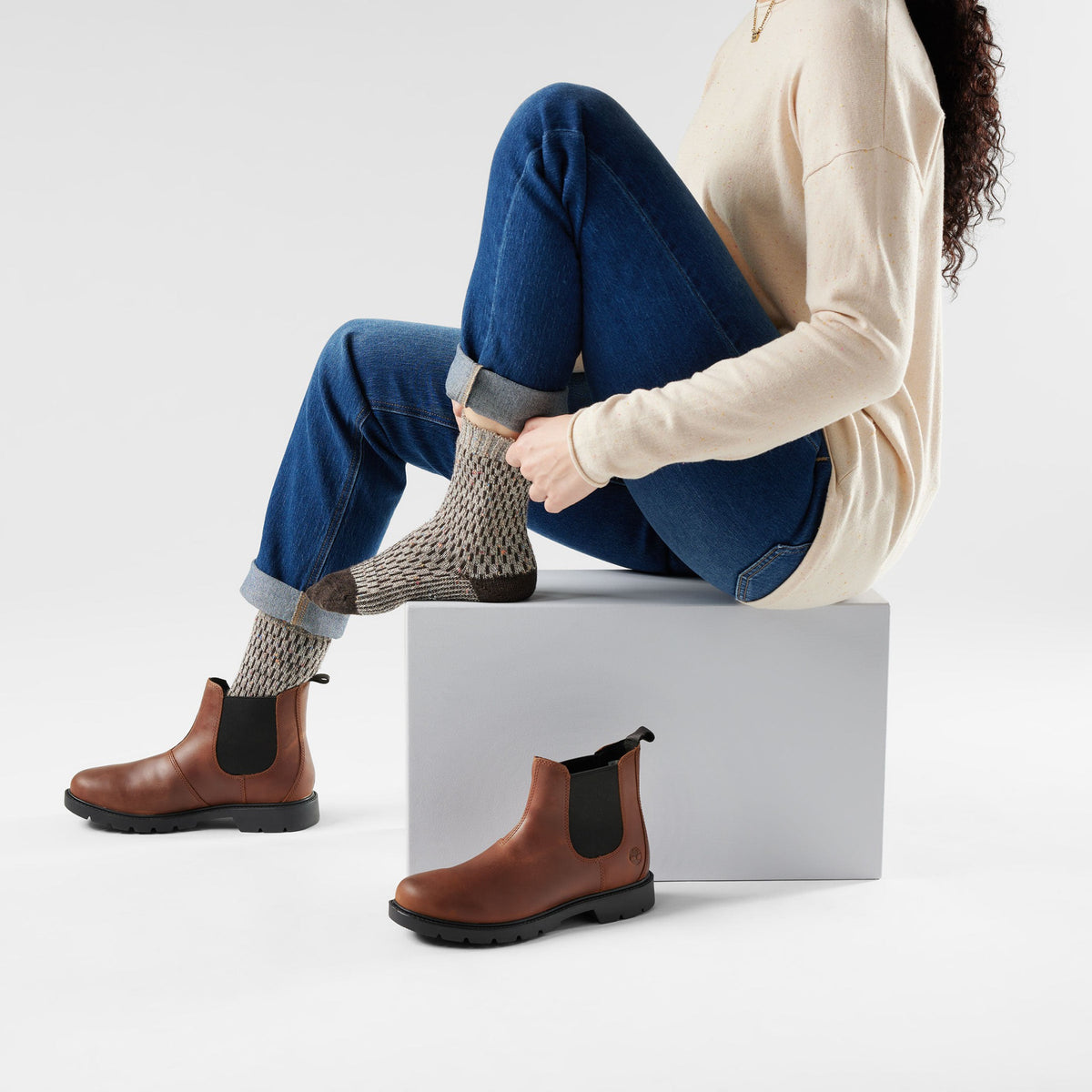 Smartwool Everyday Digi-Tick Crew Socks - G26_Taupe-Natural Marl