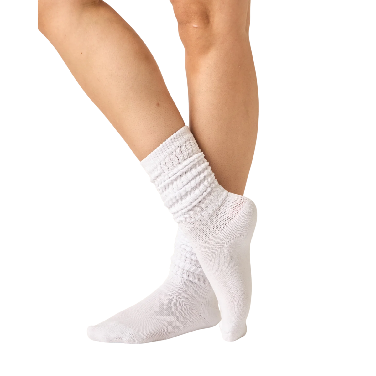 Lucky Honey Everyday Lightweight Scrunchie Sock In White- White