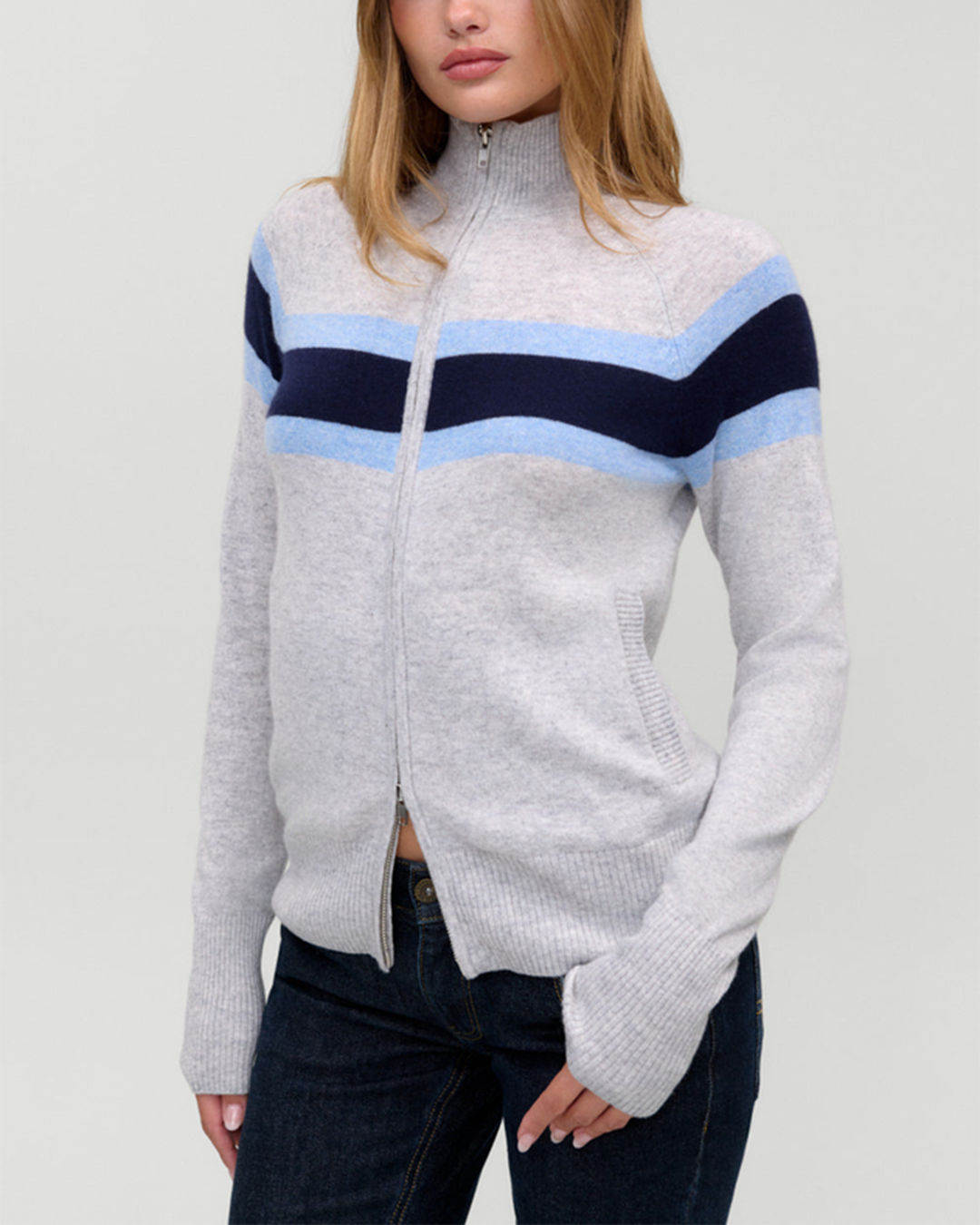 Womens Kingston Cashmere Knit Zip Up