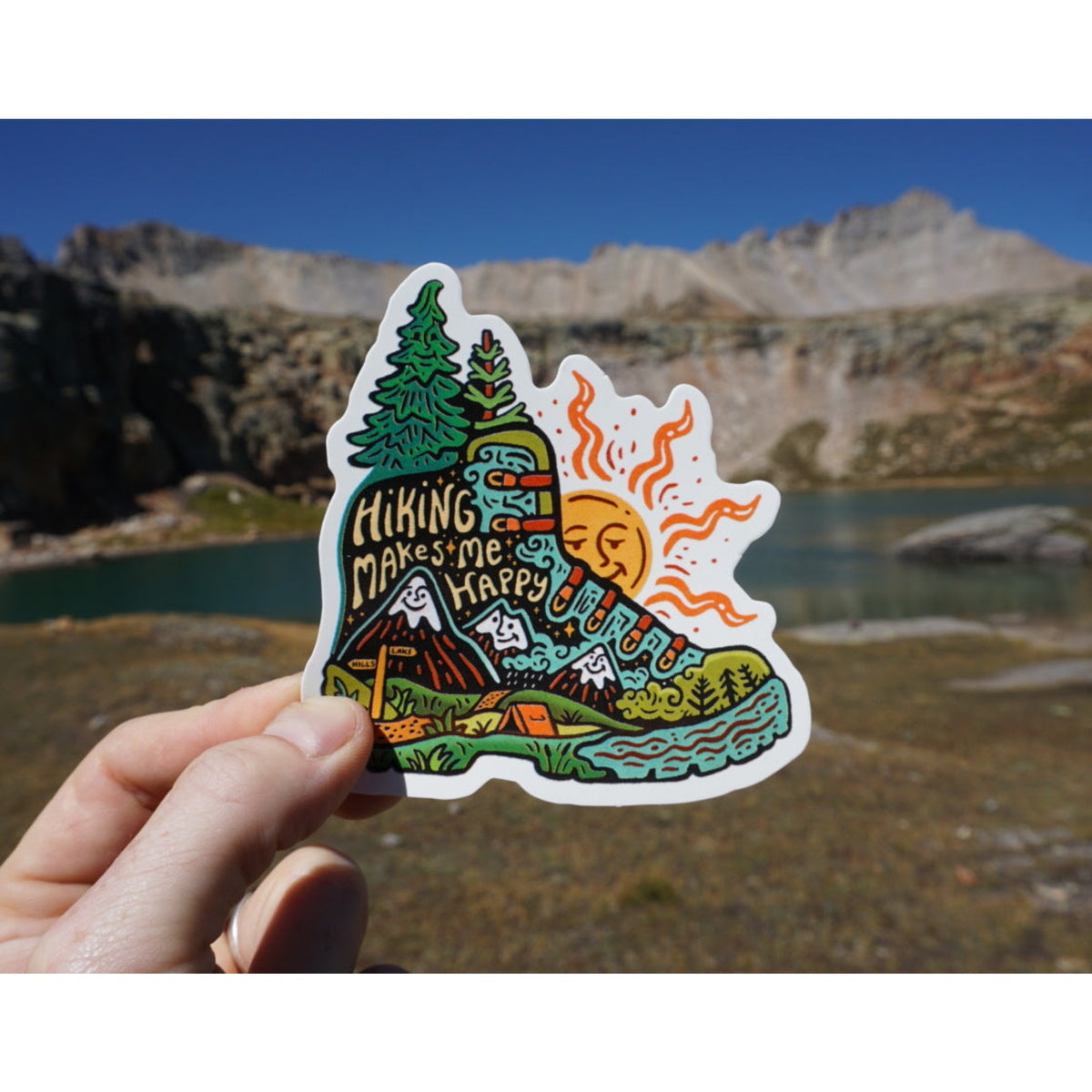 Sticker Art Hiking Makes Me Happy Sticker