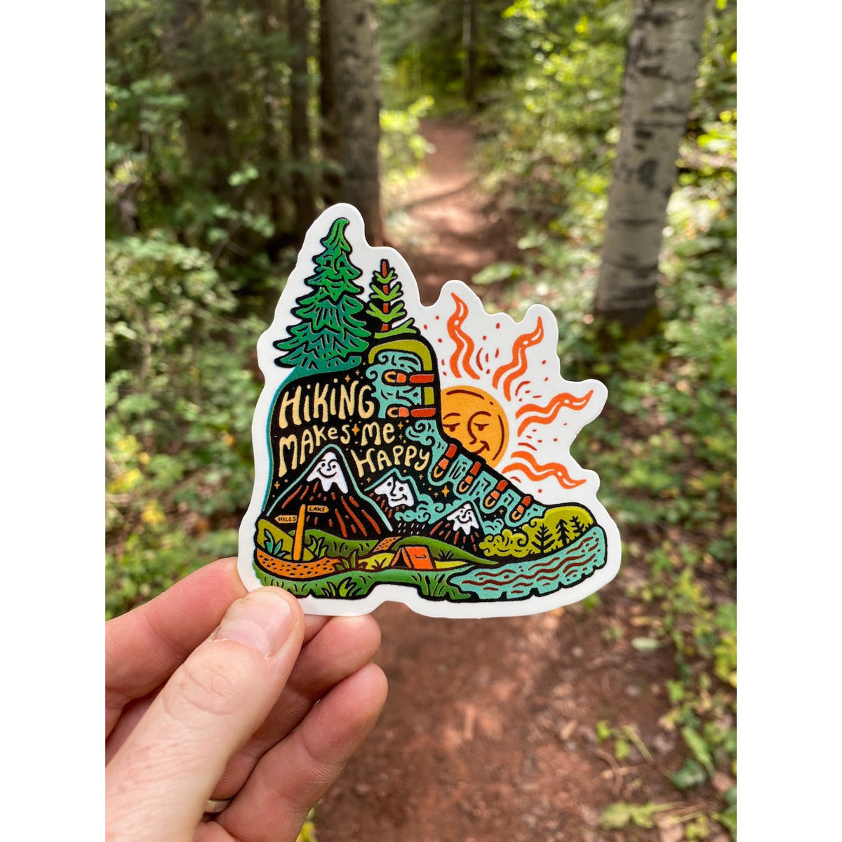 Sticker Art Hiking Makes Me Happy Sticker