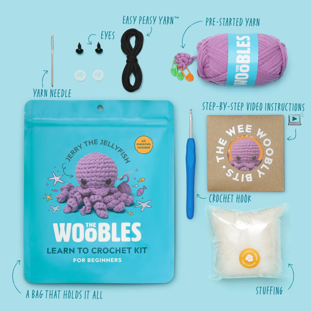 The Woobles Jerry the Jellyfish Crochet Kit