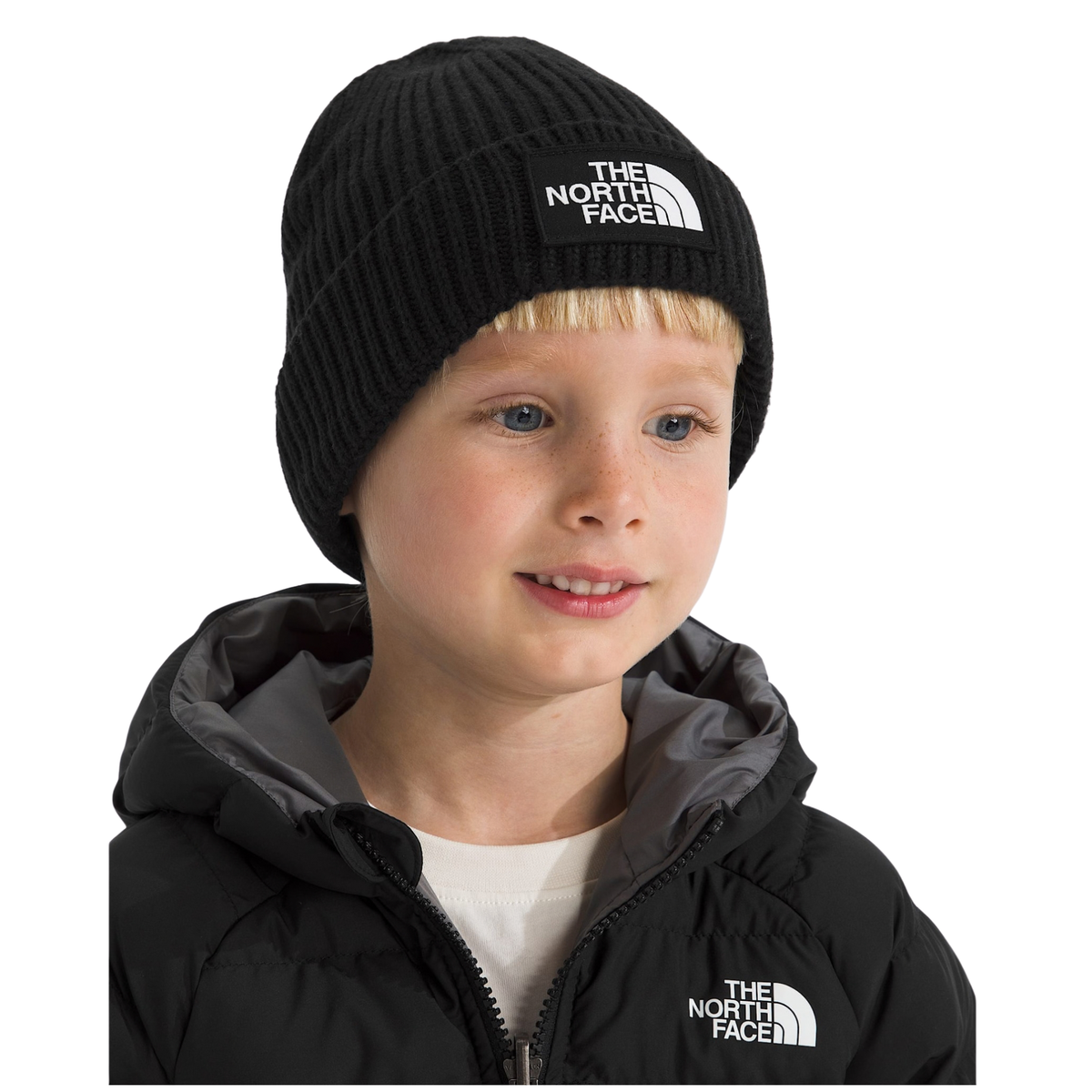 The North Face Kids TNF Logo Box Cuffed Beanie- Black