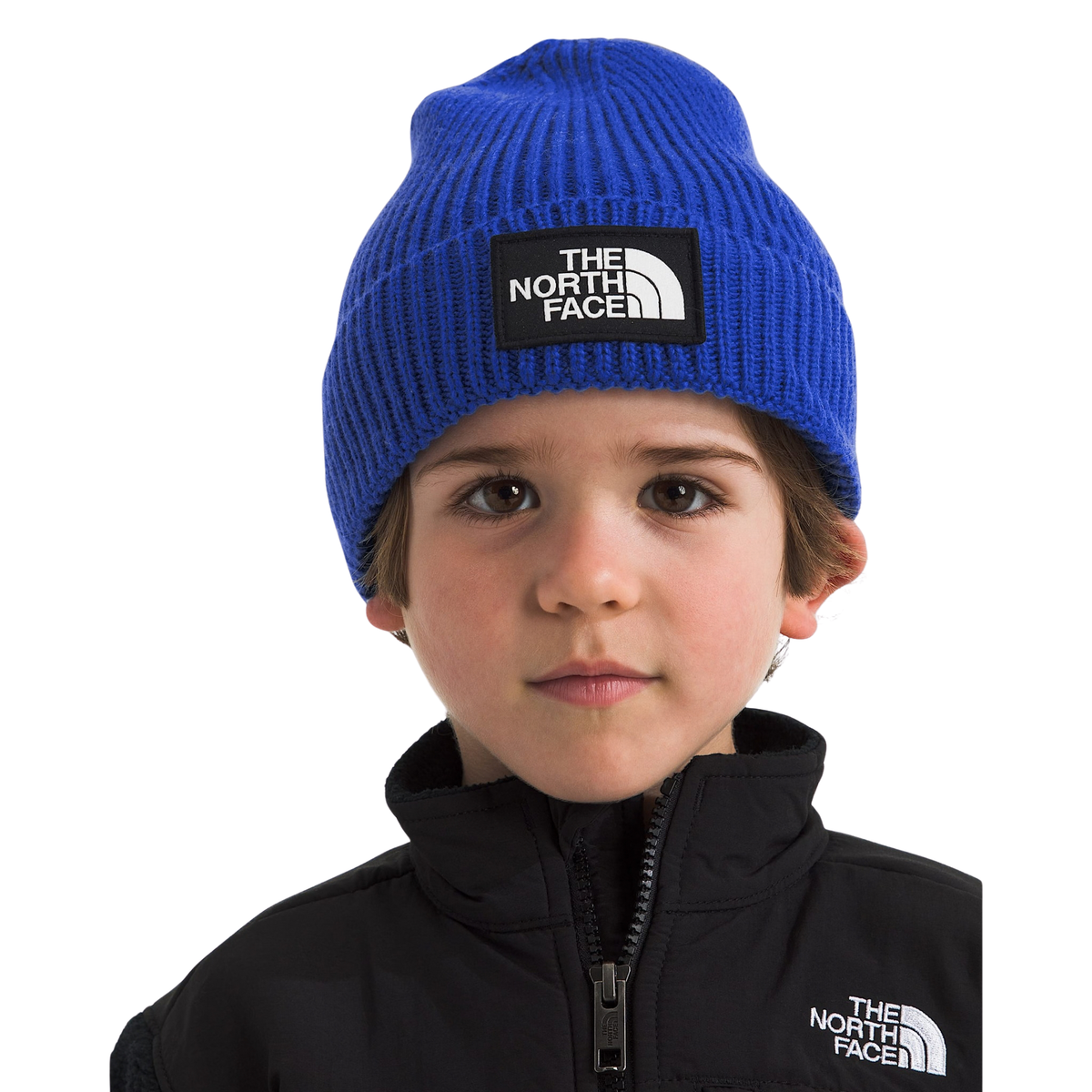The North Face Kids TNF Logo Box Cuffed Beanie- Blue 