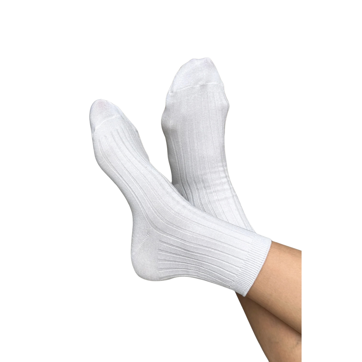 Le Bon Her Socks-Classic White