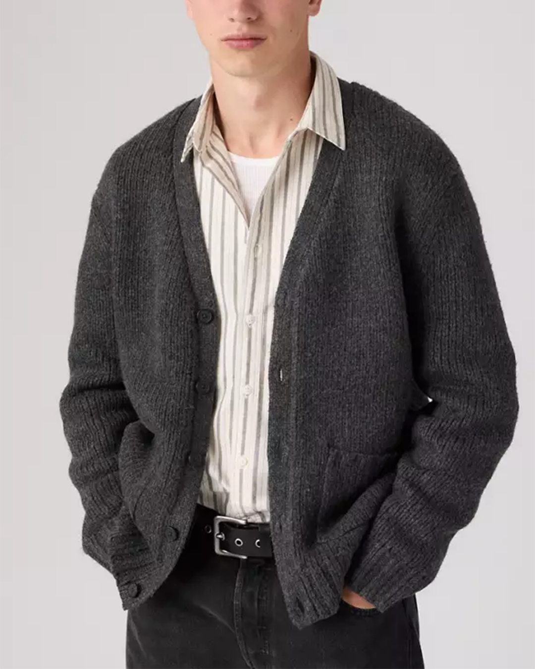 Mens Mammoth Cardigan in Obscidian Heather