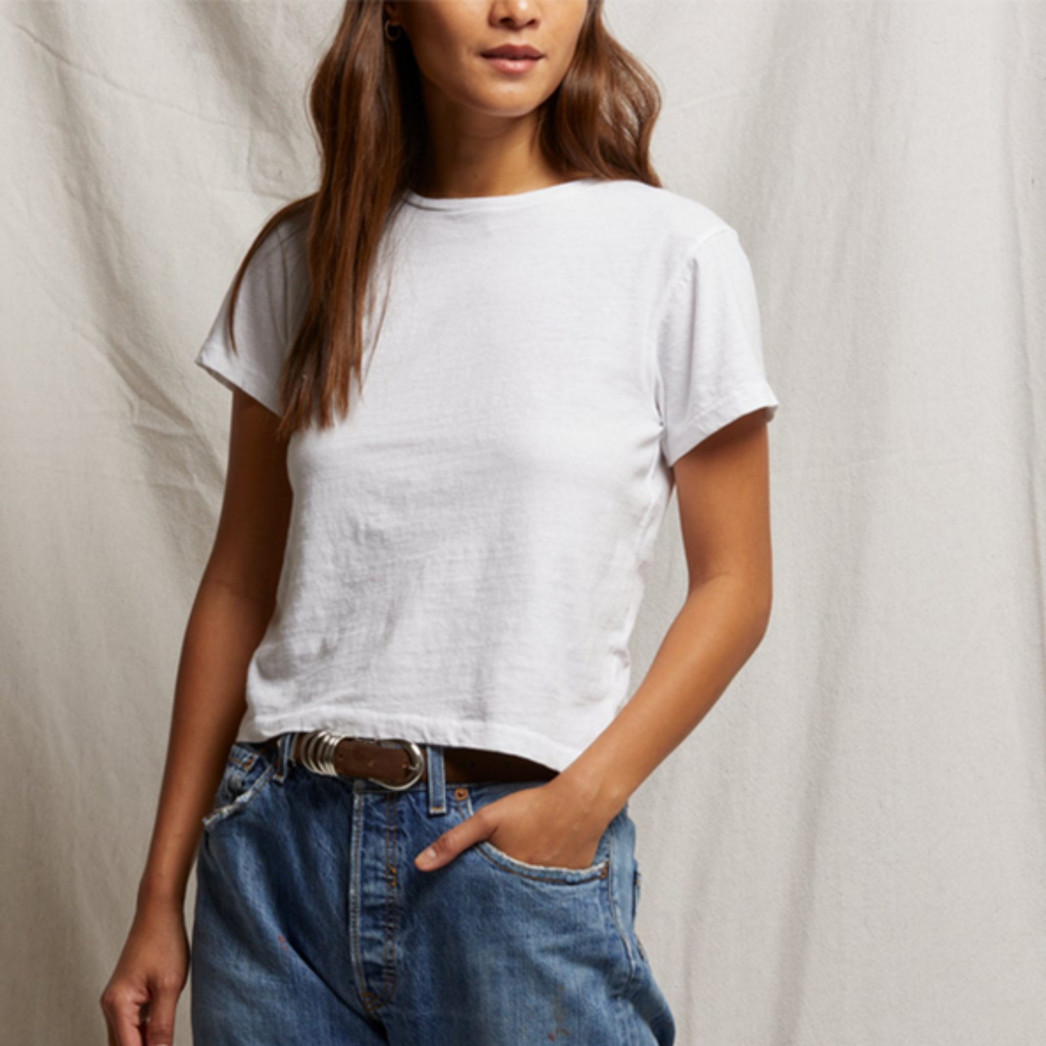 Perfect White Tee Womens Lisa Recycle Cotton Slim Crew Tee-White
