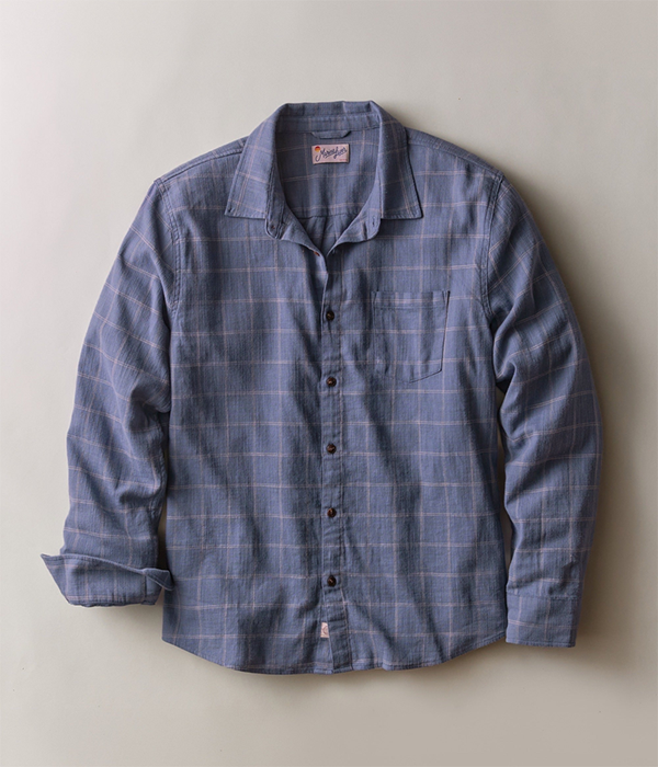 Mens Classic Stretch Selvage Shirt in Navy Windowpane