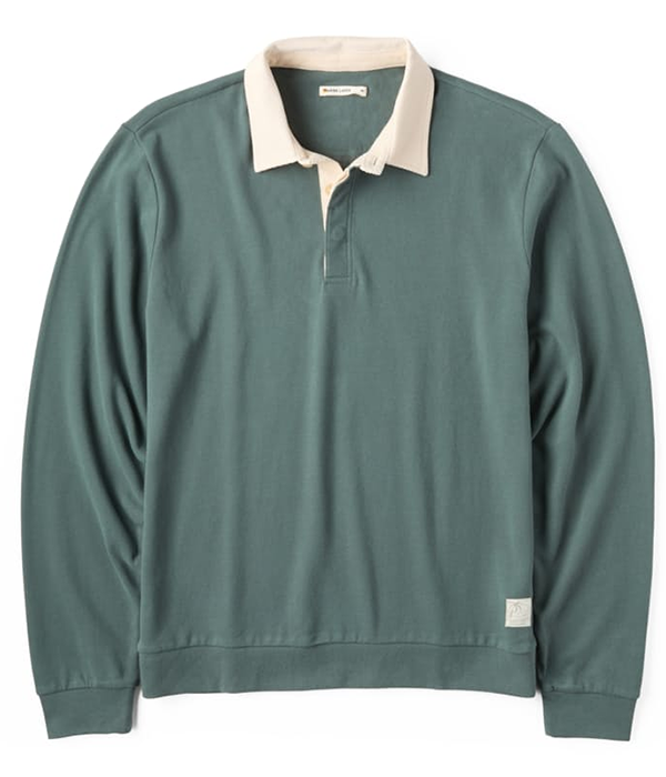 Mens Sueded Rugby Polo in Balsam Green