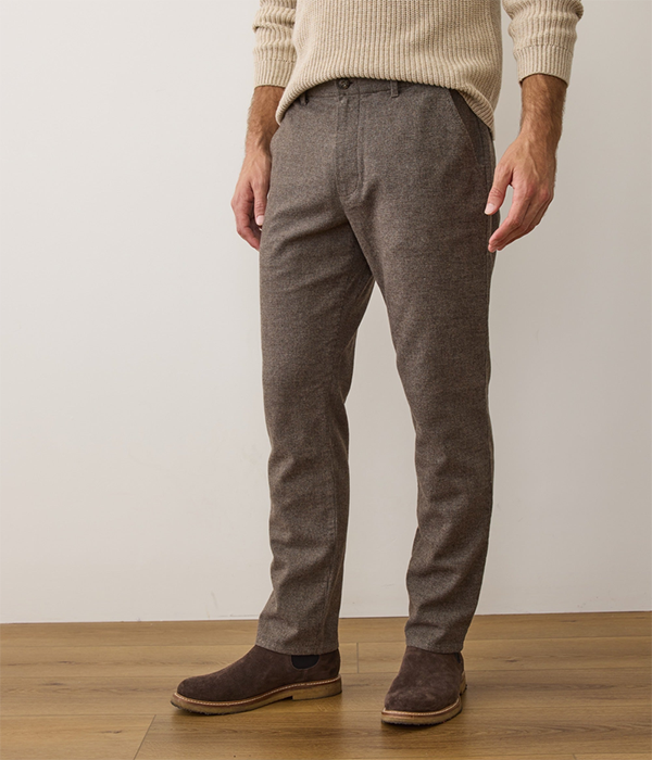 Mens Saturday Houndstooth Chino - Slim Straight in Dark Taupe