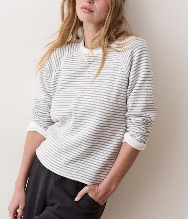 Womens Stripe Heather Raglan in Heather Grey
