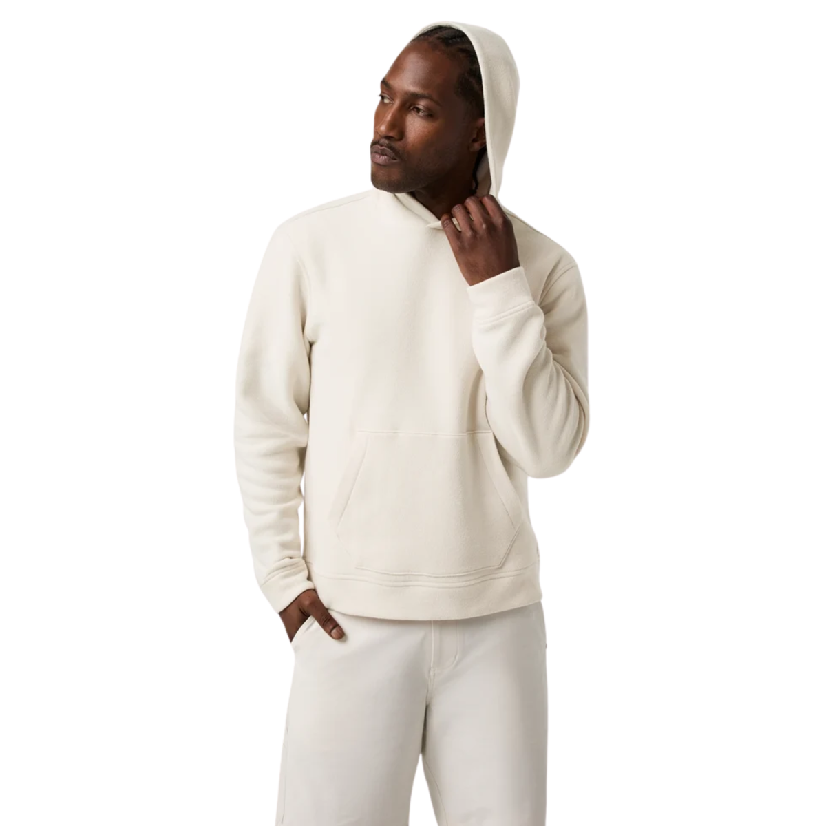 Vuori Mens Beach Fleece Pullover Hoodie- Bone Heather