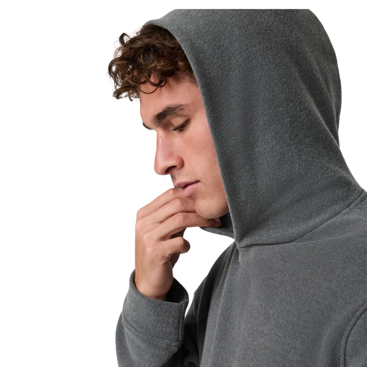 Vuori Mens Beach Fleece Pullover Hoodie- Dark Pewter Heather