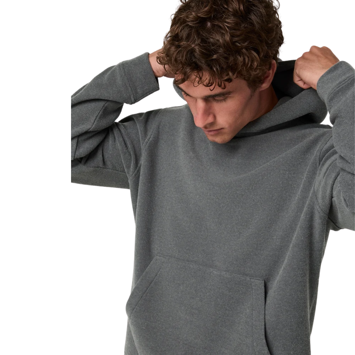 Vuori Mens Beach Fleece Pullover Hoodie- Dark Pewter Heather