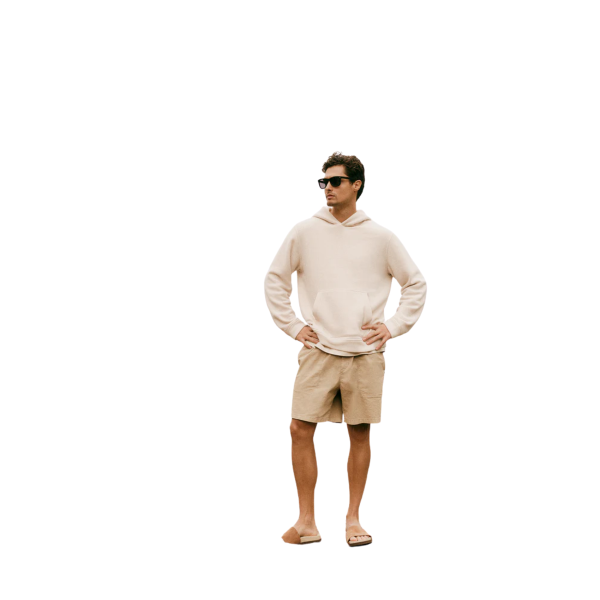 Vuori Mens Beach Fleece Pullover Hoodie- Bone Heather
