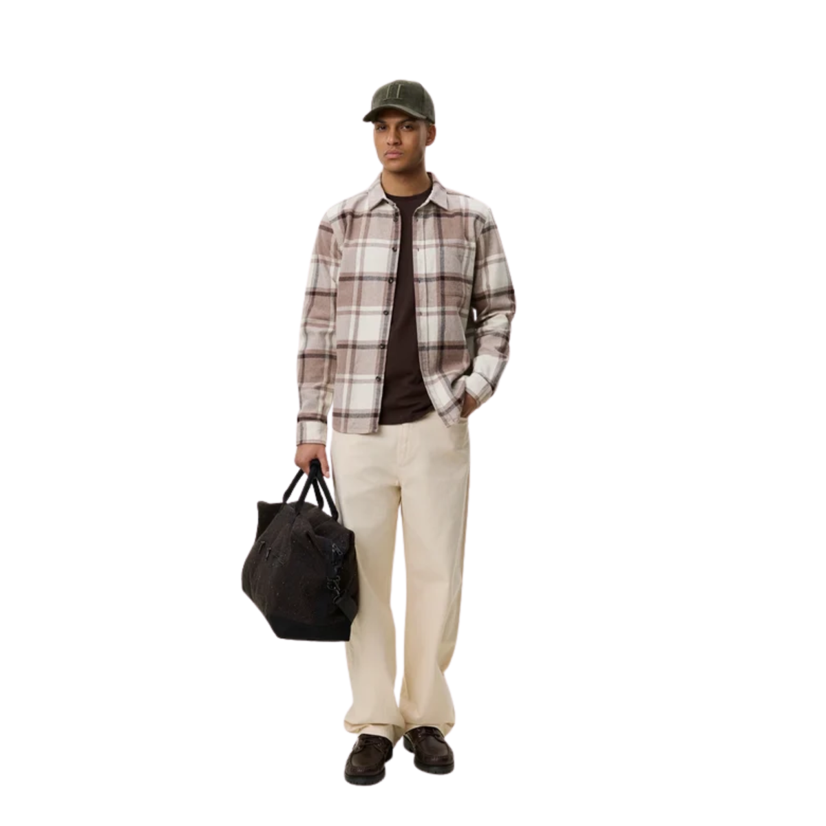 Les Deux Mens Check Flannel Shirt-Caribou 
