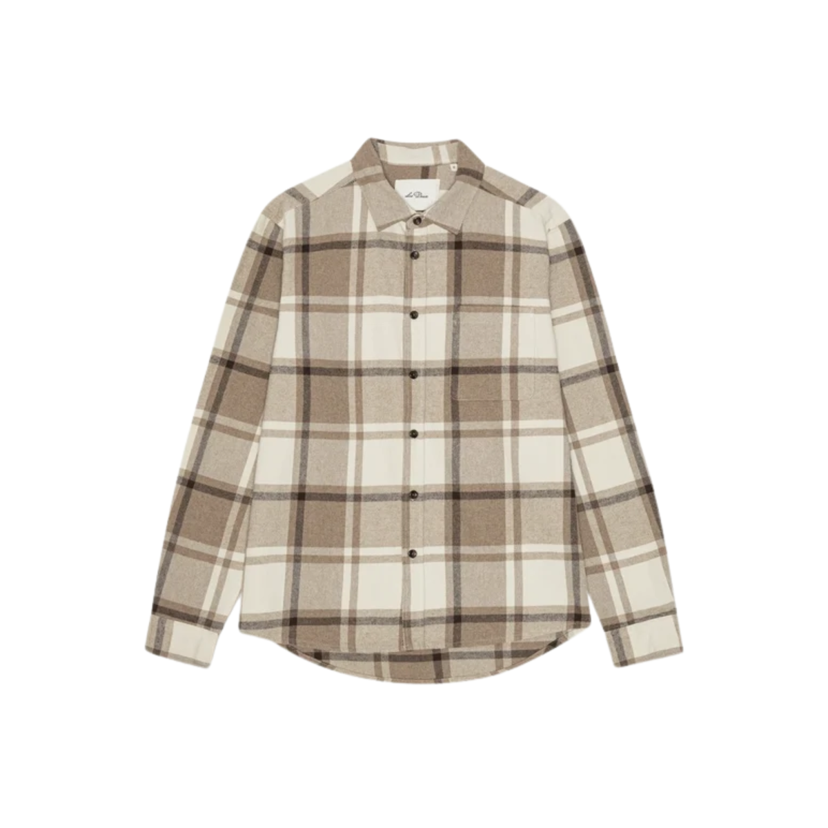 Les Deux Mens Check Flannel Shirt-Caribou 