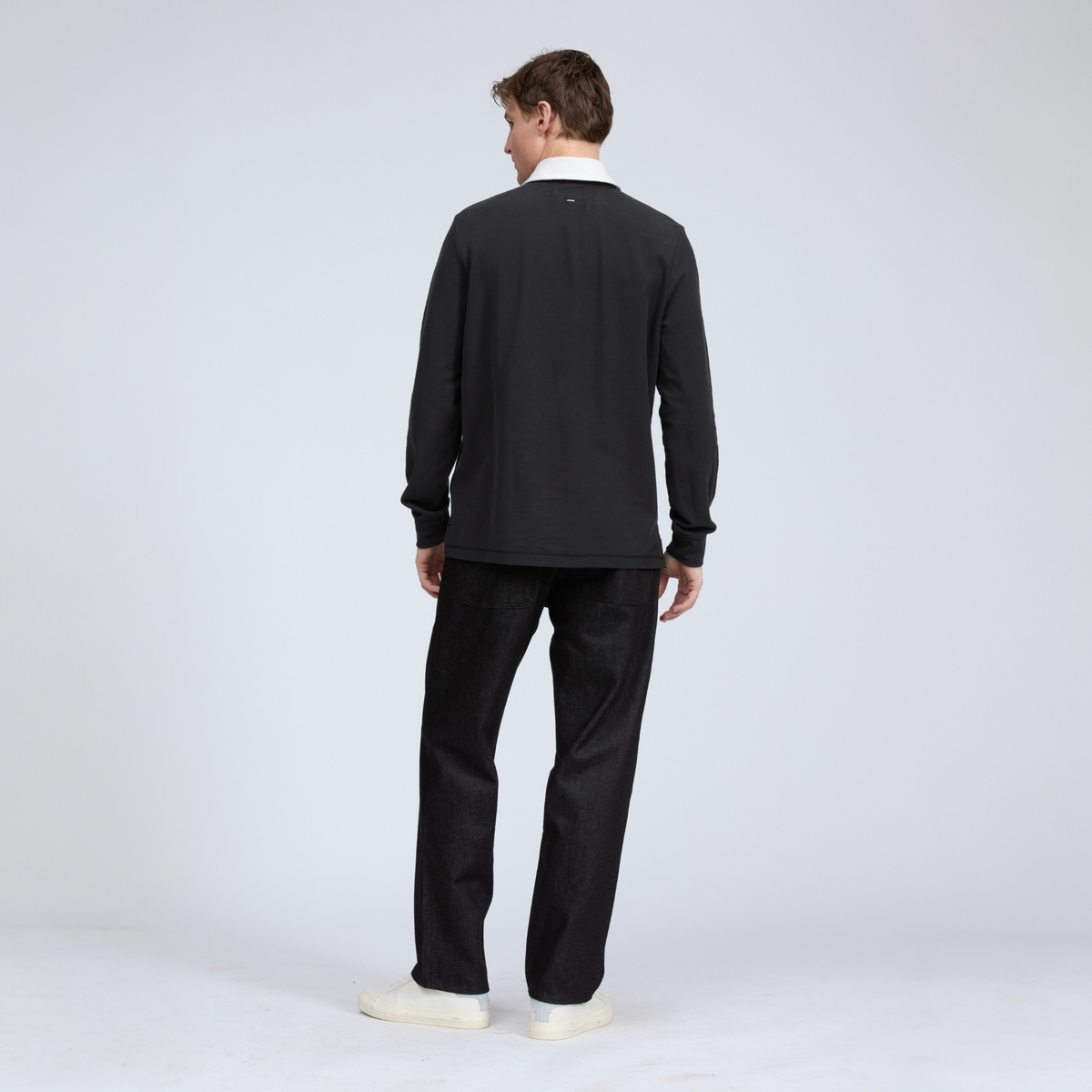 Rag And Bone Mens Classic Solid Pique Rugby - Black