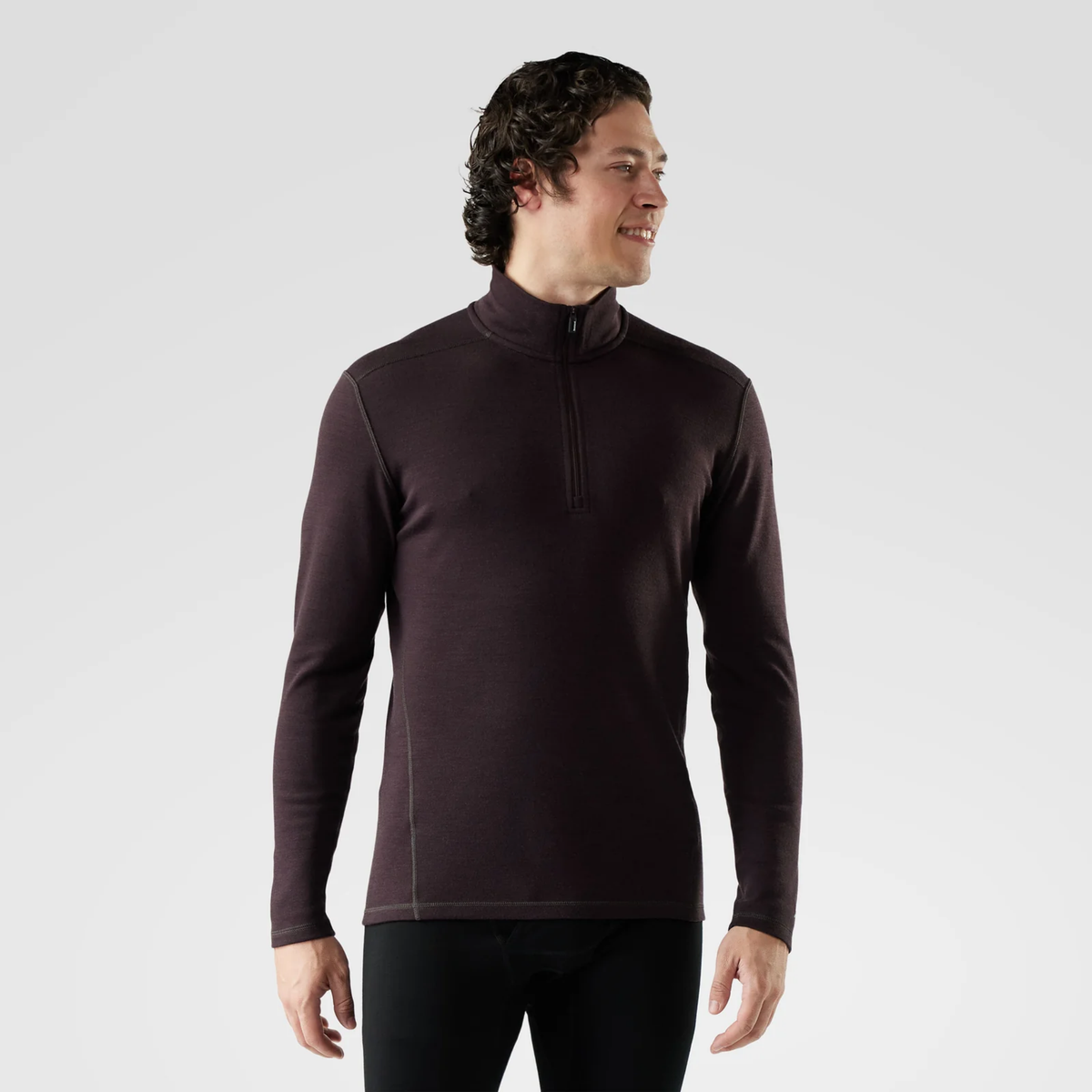 Smartwool Mens Classic Thermal Merino Base Layer 1/4 Zip-Mink Heathert