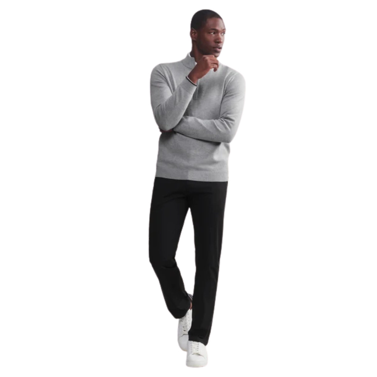 Rhone Mens Commuter 1/4 Zip Sweater-Gray Heather
