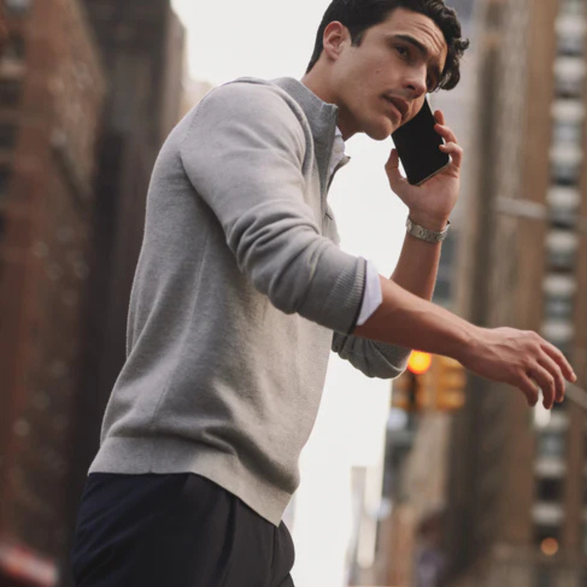 Rhone Mens Commuter 1/4 Zip Sweater-Gray Heather