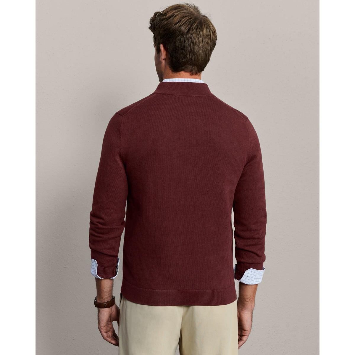 Rhone Mens Commuter 1/4 Zip Sweater - Cherry Bark