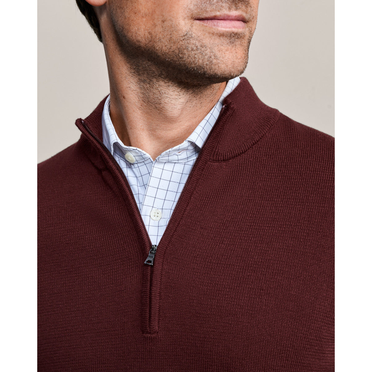 Rhone Mens Commuter 1/4 Zip Sweater - Cherry Bark