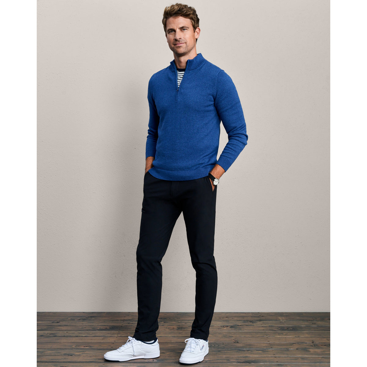 Rhone Mens Commuter 1/4 Zip Sweater - Harbor Blue