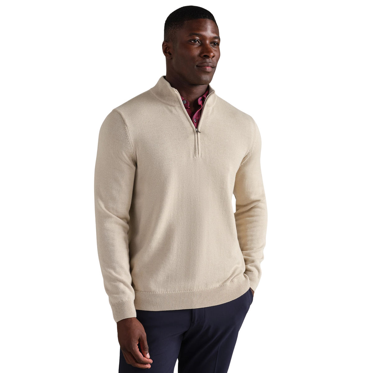 Rhone Mens Commuter 1/4 Zip Sweater-Bone